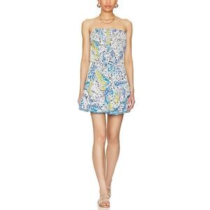 Poupette St Barth 'Ambra' Blue Bandeau Mini Dress Size XS